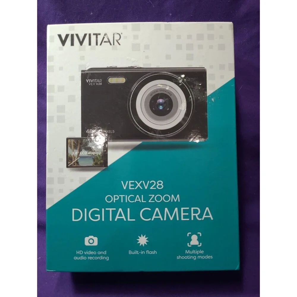 Vivitar VEXV28 48MP Digital Camera Optical Zoom HD Video~Flash~Black~New~